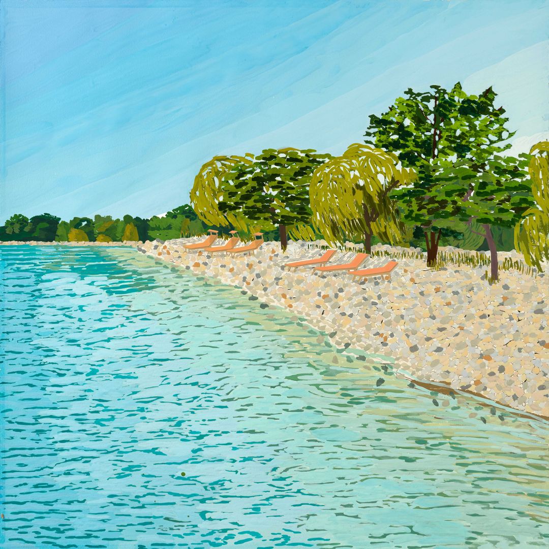 Illustration of the Lakeview Village waterfront